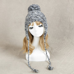 "Little Lily" Danish original single foreign trade export wool wool! Knitting ball ear twist wool hat Adjustable
