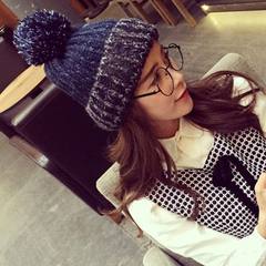 Hot NF new cashmere hat, winter knitted hat, pure black pile cap, Korean women's wool winter bag M (56-58cm)
