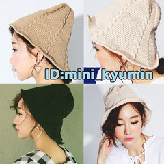 South Korea all-match solid edge sunscreen fisherman hat art fan braided sweet girls summer travel pot hat M (56-58cm)