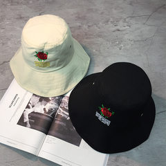 Korean version of the new flower embroidery hat of men and women go out in summer and autumn sun shading cap simple all-match basin cap M (56-58cm)