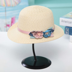 Straw hat, Summer Beach Hat, Korean flower, short eaves, small refreshing brim, sun hat, fashionable hat, tide M (56-58cm)