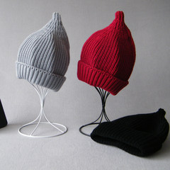 Hats, women, winter, Korean, pointed hats, black and white, red cute nipples, woolen caps, thick bags, Baby Hats S (54-56cm)