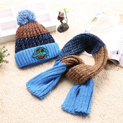 Children's hats, scarves, two sets, 4-5-6-7-8-9-10 years of winter and autumn, plus boys, girls, wool cap tide S (54-56cm)