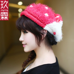 Sweet and pretty, fresh and fresh lady, Academy, wind feather ball, wool cap, [MX098] S (54-56cm)