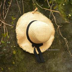 Lafite folding beach hat hat girl child child fisherman hat sunshade hat grass S (54-56cm) Rothschild + Black Bow