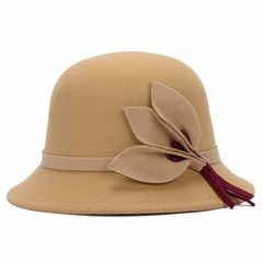 Cap sweet and lovely hat spring and autumn hat female Korean version of 100 fishermen hat red student hat bowknot basin M (56-58cm) rose-camel color