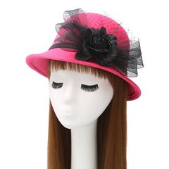 The cap is sweet and lovely, the spring and autumn hat female Korean version takes the fisherman`s hat red student hat dome bowknot basin M (56-58cm) noble gauze mei red