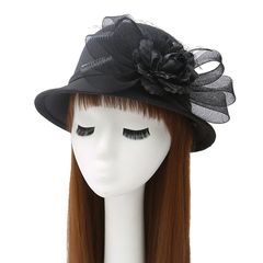 The cap is sweet and lovely, the spring and autumn hat female Korean version of the fisherman`s hat red student hat dome bowknot basin M (56-58cm) noble gauze black