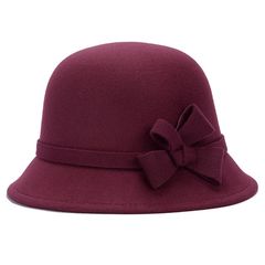 Cap sweet and lovely cap spring and autumn hat female Korean version 100 take fisherman`s hat red student hat bowknot basin M (56-58cm) flower wine red