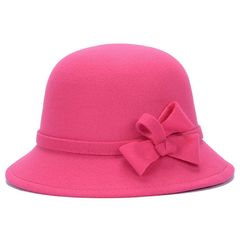 Cap sweet and lovely cap spring and autumn hat female Korean version of 100 fishermen hat red student hat bowknot basin M (56-58cm) rose red