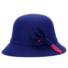 Cap sweet and lovely hat spring and autumn hat female Korean version of 100 fishermen hat red student hat bowknot basin M (56-58cm) rose - sapphire blue