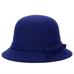 Cap sweet and lovely cap spring and autumn hat female Korean version of the fisherman`s cap red student hat bowknot basin M (56-58cm) sapphire blue
