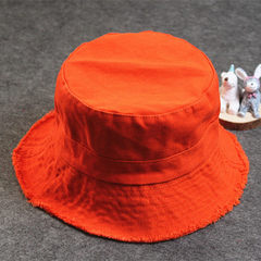 Sunhat M (56-58cm), an old cotton denim beggar`s hat, is an orange color