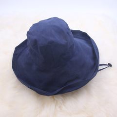 Korean curling Beanie Hat color all-match along with a large female outdoor summer sun cap folding hat M (56-58cm) Navy