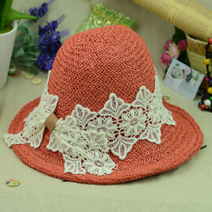 A370 exports South Korea high-end handmade lace, beach sun hat, Ms. Han, along the fisherman's hat wrapped mail Adjustable Tangerine