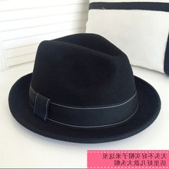 IT63 large head cap code male jazz wool wool hat brim short small hat curling Bow Hat M (56-58cm)