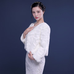 Korean bride wedding dress size all-match long sleeved white dress shawl female thick warm coat in winter