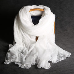 Authentic Korean new female long lace stitching silk scarf super oguwa silk scarves