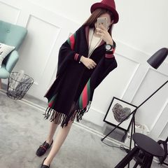 Autumn and winter are fringed with striped cloak shawls Pashmina coat sleeve female explosion double all-match scarf