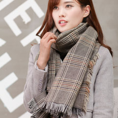 Korean Edition Plaid shawl female autumn winter thickening of long imitation cashmere double-sided thermal scarf, female Yang Mi same paragraph