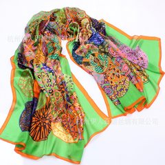 The new silk scarves all-match extra large European and American foreign trade extended lady silk shawl scarf