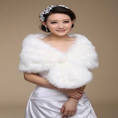2016, new white fashion plush, high-grade shawl, do not lose hair pearl ball, bride wedding shawl studio wholesale