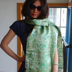 The new Nanjing Institute of green brocade brocade auspicious classical boutique scarf dual spot