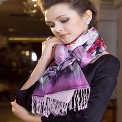 Gift boutique printing double-sided silk scarf brushed long scarf silk shawl warm winter painting