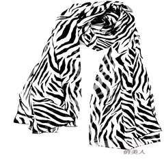10mm silk silk silk georgette black and white zebra scarf shawl round general Scarf Shawl
