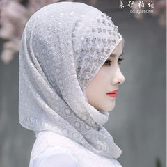 2017 Suoban Laiyibainuocai Wei silk turban head scarf set convenient simple Hui thin veil