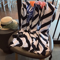 The new summer black and white zebra striped cotton scarf shawl seaside resort sun beach towel