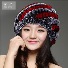 The new winter warm cap rabbit fur knitting wool hand woven hat cap bag mail lady special offer Adjustable Brown + Purple