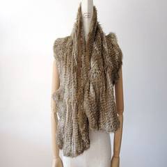 The export yellow grass color double knitting rabbit fur shawl