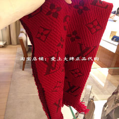 European purchasing genuine LV red wool scarf M72432 double Logo with Tang Yan with ticket