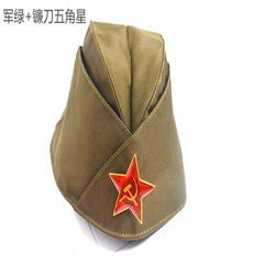 National army women`s cap performance hat stewardess beret hat Russian women`s cap sailor dance cap Soviet women`s cap M (56-58cm) military green + sickle star