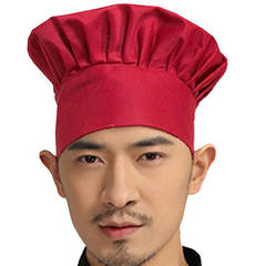Hotel chef hat western restaurant serving food raw work clothes hat cake shop waiter and waitress beret hat breathable S (54-56cm) red mushroom hat