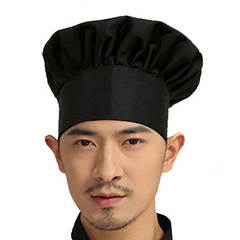 Hotel chef hat western restaurant serving food raw work clothes hat and cake shop waitress beret breathable S (54-56cm) black mushroom hat