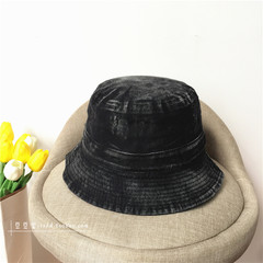 Korean old fisherman hat and black all-match summer wash basin cap outdoor shade sun hat tide M (56-58cm) Black ash
