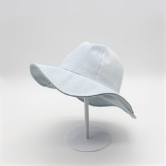 Korean men and women age along the Beach Hat cowboy hat brim width fabric shading outdoor leisure hat Adjustable Light blue