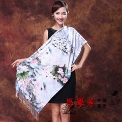 Shipping 9a11c brushed silk mulberry silk scarf Double thick silk printing and women's Day gifts