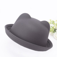 Autumn and winter small gift hat dome short eaves summer curling winter hat black hat female British apparel accessories winter can adjust the cat ear gray
