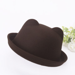 Autumn and winter small gift hat dome short eaves summer curling winter hat black hat women British apparel accessories can be adjusted in winter cat ear deep coffee