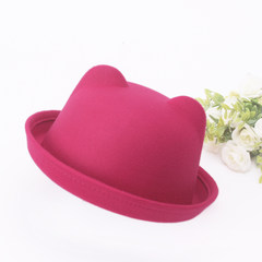 Autumn and winter small gift hat dome short eaves summer curling winter hat black hat women British apparel accessories can be adjusted in winter cat ear rose red