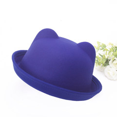 Autumn and winter small gift hat dome short eaves summer curling winter hat black hat women British apparel accessories winter adjustable cat ear blue