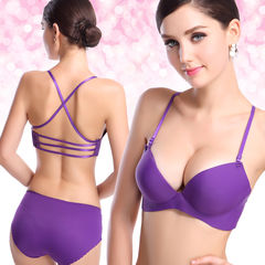 The new seamless steel ring free cross belt back in front of sexy bra strap underwear thin sections 8003 purple 70A