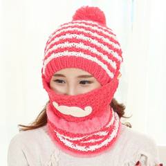 The new wool hat knitting cap with conical acrylic fiber Korean version is a perfect match for children`s winter cycling cap with XL (over 60cm) watermelon red neck
