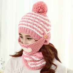 The new wool cap knitting cap with a conical acrylic Korean version is a perfect fit for children`s winter cycling cap with XL (60cm above) pink neck