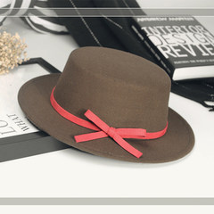 Autumn and winter England retro black top hat women`s fashion bow hair hat men`s jazz hat trend M (56-58cm) watermelon red ribbon hat - military green