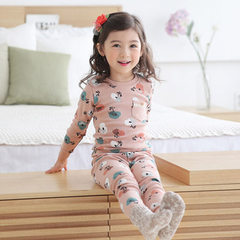 Boys and girls 2016 new autumn and winter warm suit children underwear baby long johns cotton clothing. Apple Pink 130cm