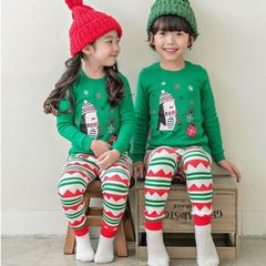 The new summer Korean boys and girls warm long johns children cotton underwear suit nubao cheap fashion Christmas Penguin green 130cm